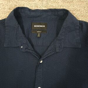 Bonobos Shirt Mens 2XL Blue Athletic Fit Short Sleeve Button Down